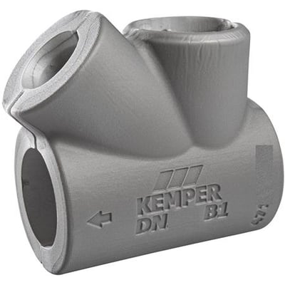 Kemper isoleringskappe DN 20 til Multi-Fix-Plus, grå plast, med mærket Kemper og DN B1 præget på siden.