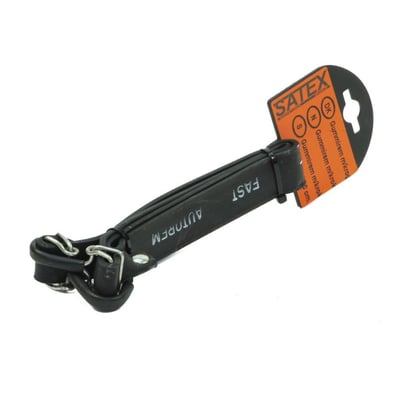 Sort 60 cm gummistrop med metallkroge i hver ende, mærket 'AUTOFEM' og 'FAST', præsenteret med SATEX emballage.