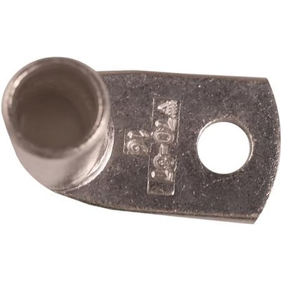 Elpress CU-rørkabelsko KRT, 70mm² M10, 90° i fortinnet kobber med præget mærkning.