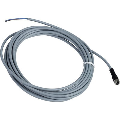 Telemecanique Sensors tilslutningskabel XZCPV0566L5J, 5 meter, med gråt kabel, lige 3-polet M8-hunstik og synlig ledningsende.