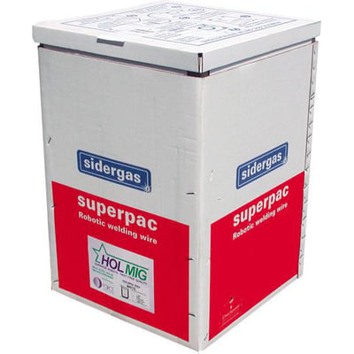 Sidergas S7 SG3 superpac 0,8x300kg svejsetrådspakke med rød og hvid branding, ideel til ulegeret stål.