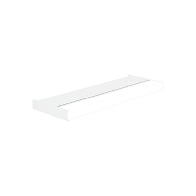 Hvid Svedbergs Dovre LED-belysning til spejlskab, set skråt forfra, med et langt, smalt og rektangulært design.