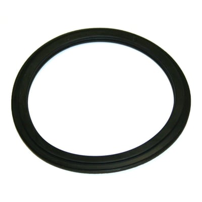 Blücher pakning til vandlås i sort EPDM-gummi med en udvendig diameter på 87mm, vist på hvid baggrund.