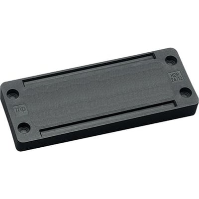 Murrelektronik MODLINK MSDD blindplade BP/N 24 i sort plast, vist i en skrå vinkel med synlige skruehuller og mærkning.