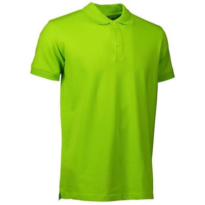 ID Identity Polo stretch i limegrøn farve, størrelse 4XL, vist med krave og tre knapper på hvid baggrund.