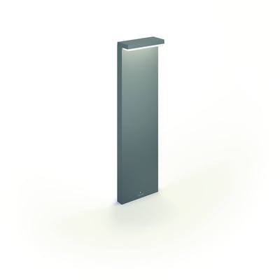Philips Bustan Ultra Efficient havelampe i sort, vist som en stiliseret illustration med lys fra den øverste kant på hvid baggrund.