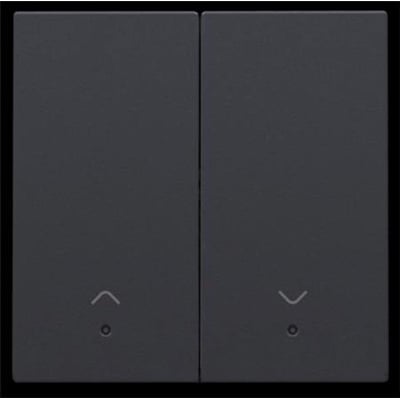 Niko smart tangent til motorbetjening i antracit med indbygget linse og pile-symboler for op og ned.