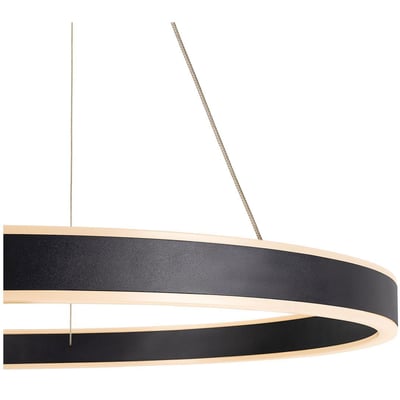 SLV ONE 60 pendel i mat sort aluminium, Ø600 mm, med justerbar lysfarve og detaljeret ophæng.