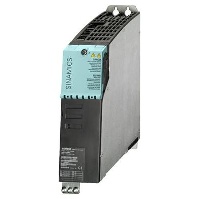 Siemens Sinamics S120 dobbeltmotor modul med 1,7A/1,7A output, fremstår kompakt med integreret køling og tydelig mærkning.