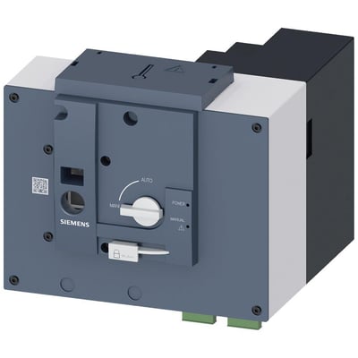 Siemens motordrev 3KC9 i grå og hvid med tydelige markeringer for AUTO, MANUAL og POWER samt et låseikon.