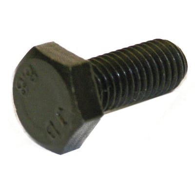 Sort sætskrue DIN 933 M14x40 med metrisk gevind, udvendigt 6-kant hoved og mærket med 12.9 styrkeklasse.