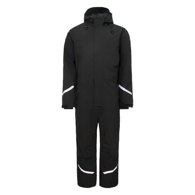 Sort Lyngsøe Rainwear 4WS-4073 vinterkedeldragt i XXL med hætte og refleksstriber på ærmer og ben.