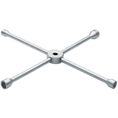 Gedore 4-vejs krydsnøgle med 17, 19, 21 og 24mm hylstre, ideel til hjulskift på biler og små lastbiler.