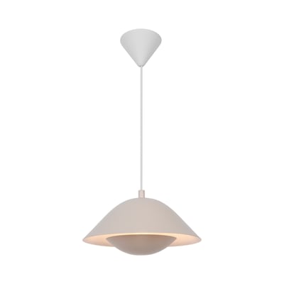 Nordlux Freya 35 pendel i beige, vist isoleret på hvid baggrund med E27 fatning og 200 cm ledning. Pendlen har et moderne, nordisk design.