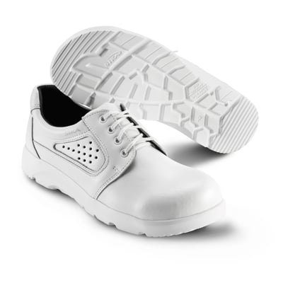 Sika Footwear Optimax snøresko i hvid str. 44 med stål tåværn og skridsikker sål fremstillet af Permair læder.