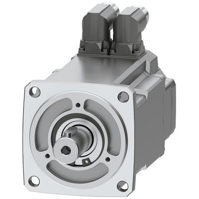 Siemens SIMOTICS S-1FK2 HD servomotor med 2,4 Nm moment og 0,75 kW effekt, vist med aksel og stik på hvid baggrund.