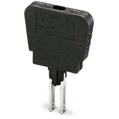 Phoenix Contact Sikringsprop ST-SILED 24-UK 4, sort med 6,3A mærkestrøm, der viser metalstik og detaljer på overfladen.