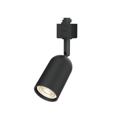 Sort Philips EasyLink Shea-spot til skinnesystem med justerbart spothoved, vist skråt forfra med lysåbningen synlig.