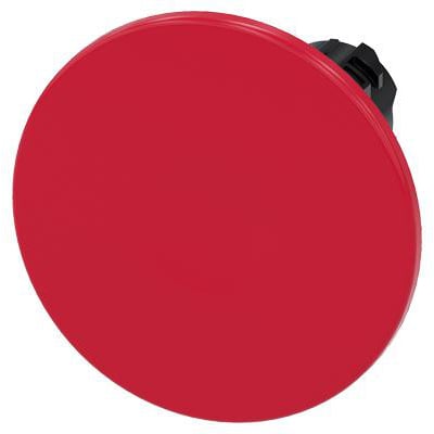 Siemens paddetrykknap i rød plast, rund med 60 mm diameter og 22 mm monteringshul, med momentan kontaktfunktion.