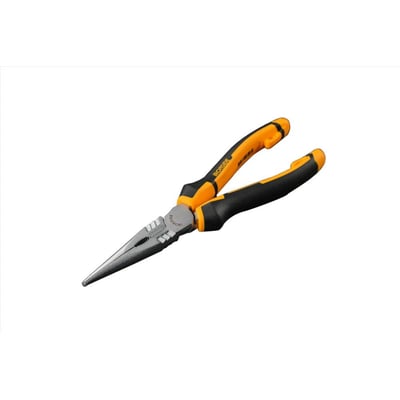 Ironside lige spidstang på 200 mm med lange stålkæber og sort-orange ergonomiske 2-komponentgreb.