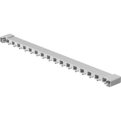 ABB tilslutningsbro til PE terminaler, 8 moduler bred, i grå plast med åbne firkantede slots for terminaler.