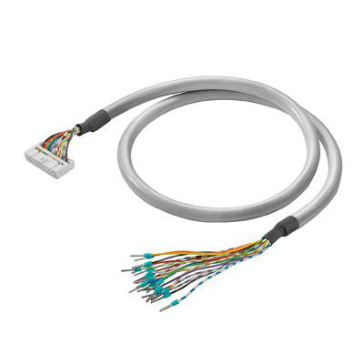 Weidmüller PLC-kabel til digitale signaler, 10-polet LIHH-kabel på 1 meter med stik og farvede ledere.