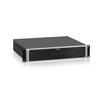 Bosch PVA-4CR12 controller med 12 zoner, 2 varslingsbeskeder og 4 audio kanaler, med frontpanel med indikatorer og Bosch logo.