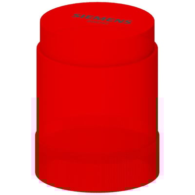 Siemens SIRIUS 8WD4 rød signallampe med integreret LED, 230V og 50 mm diameter, vist på hvid baggrund.