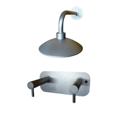 Frostline Eqi 5065 væghængt bruser i stål med adskilt brusehoved og armatur, 340-380 mm.