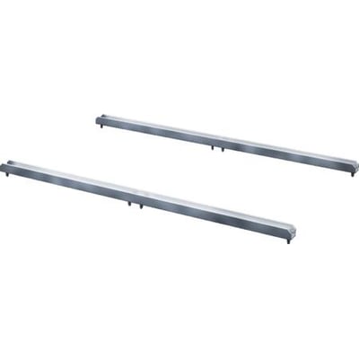 To Rittal tværprofiler til TS og SE skabe, lavet af metal med integrerede monteringsbolte, vist på hvid baggrund.