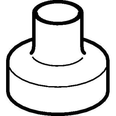 Sort, centrisk reduktion i PEH fra Geberit til spildevandsinstallationer, diameter 63 x 40 mm.