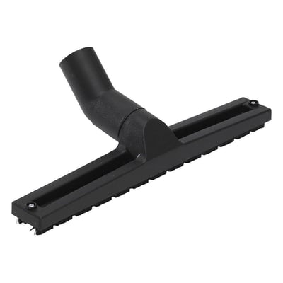 Sorte plast gulvmundstykke med en 38mm diameter, 370mm længde og integreret børste til effektiv rengøring.