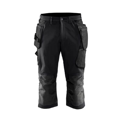 Blåkläder knickers 15211645 i sort/mørk grå, str. C46, med 4-vejs stretch og mange praktiske lommer, fremstillet af polyamid og elastan.