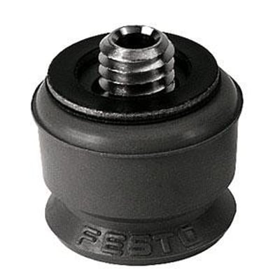 Festo vakuumsuger ESS-15-SF med 15mm sugekopdiameter og gevindtilslutning, fremstillet af grå gummi med synligt Festo logo.