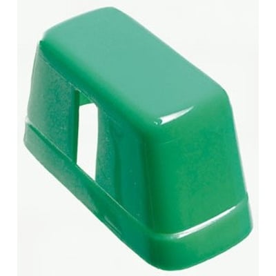 Assa Abloy plexiglashætte model 982084 i grøn, set skråt forfra med rektangulær åbning i siden.