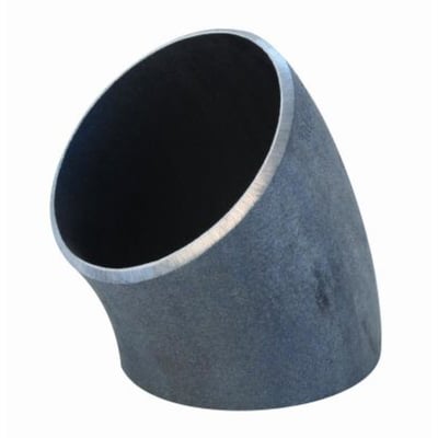 Svejsebøjning af stål med dimensionerne 114,3 mm ydre diameter og 3,6 mm vægtykkelse, 45 graders vinkel og 3D radius.