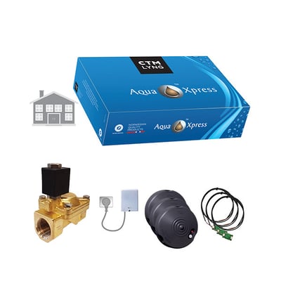 CTM Lyng Aqua Xpress Grundpakke Bolig for 3/4" vandstop med magnetventil, ventildriver og fugtsensorer.