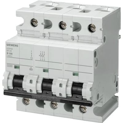 Siemens SENTRON 3-polet automatsikring på 80 A med tre sorte vippegreb, vist let skråt forfra.