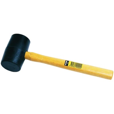 Ironside gummihammer på 530 g med sort gummihoved på 60 mm og lyst askeskaft, vist skråt fra siden.