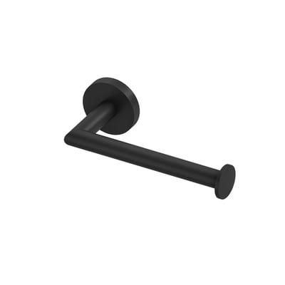 Cosmic toiletrulleholder i mat sort metal med en bredde på 170 mm, præsenteret på hvid baggrund.