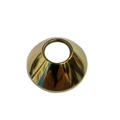 Poleret messing vægroset med 3/4" tilslutning og dimensionerne 80 x 15 mm, som elegant dækker rørgennemføringer.