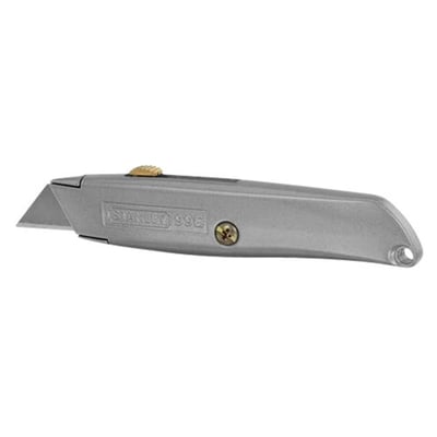 Stanley 99EC trapezkniv med forskydeligt blad og synligt trapezblad i 5 positioner, fremstillet i aluminium.