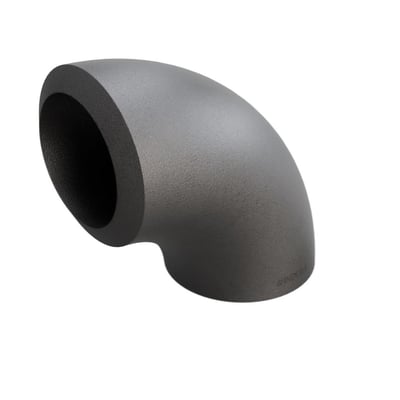 Indura 90° bøjning i P235GH-TC1 stål, 48,3x6,3mm, med 57mm radius og EN10253-2 T:A standard.