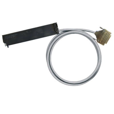 Weidmüller PLC-kabel LiYCY på 0,25 mm² med gråt kabel i løkke og stik i hver ende.