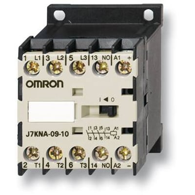 Omron J7KNA-09-10 kontaktor med 3 poler, 230 VAC spænding og 1M hjælpekontakt.
