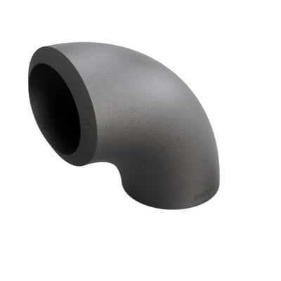 Indura 90° bøjning i P235GH-TC1 3D materiale, 82,5x10mm, med synlig Indura logo og 107,5mm radius.