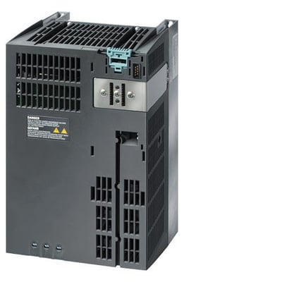 Siemens SINAMICS G120 power modul PM250 med 11KW, 3AC380-480V og integreret klasse A filter, set fra siden med IP20 beskyttelse.