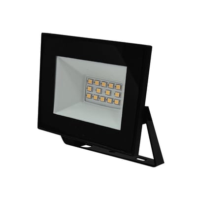 V-Tac 20W LED projektør i sort aluminium med et moderne design og lysende LED-paneler. Den står på en justerbar monteringsfod.