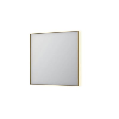 Sanibell INK SP32 rektangulært LED spejl, 80x80cm, med en børstet mat guld ramme og indirekte lys bagfra.