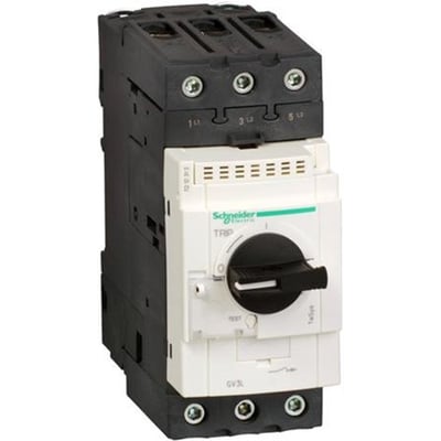 Schneider Electric TeSys GV kortslutningsudløser, 3-polet, 40A/690V, med mærkat 'TRIP' og betjeningshåndtag i sort.
